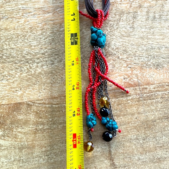 Vintage Boho Bead Necklace - Brown/Red/Blue - Picture 11 of 14